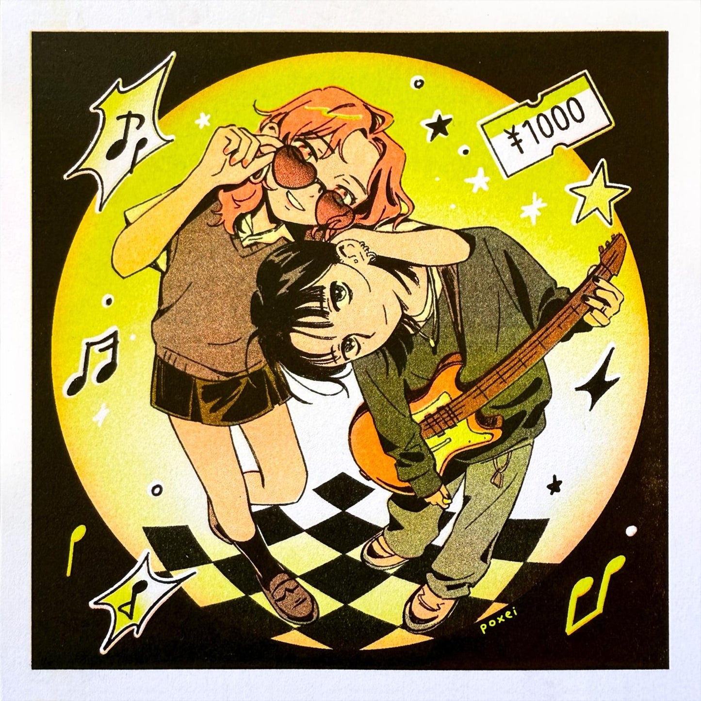 Poxei - Green Yuri Riso Print