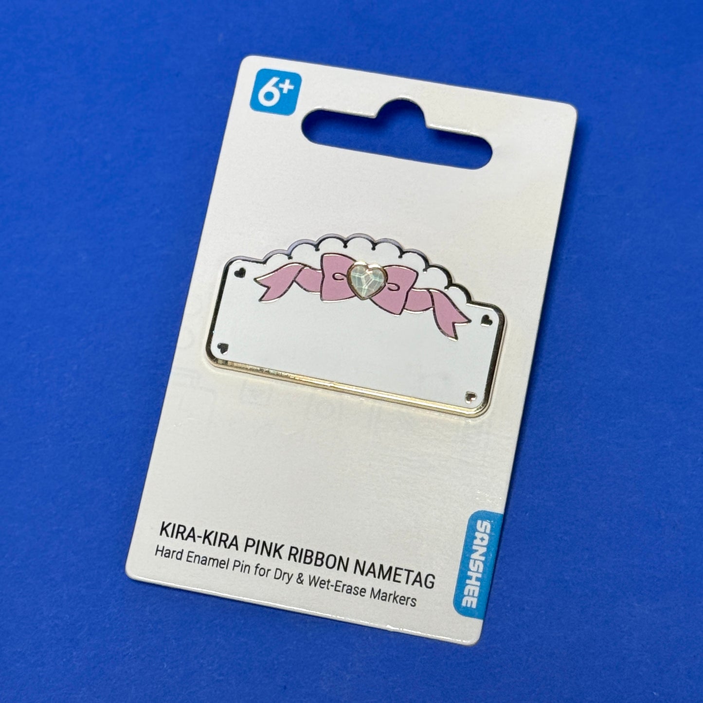 Sanshee - Kira Kira Pink Ribbon Name Tag Enamel Pin