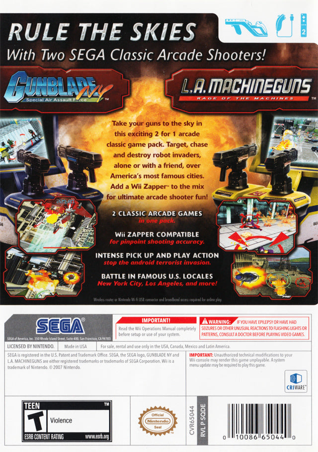 Gunblade NY and L.A. Machineguns: Arcade Hits Pack - Nintendo Wii