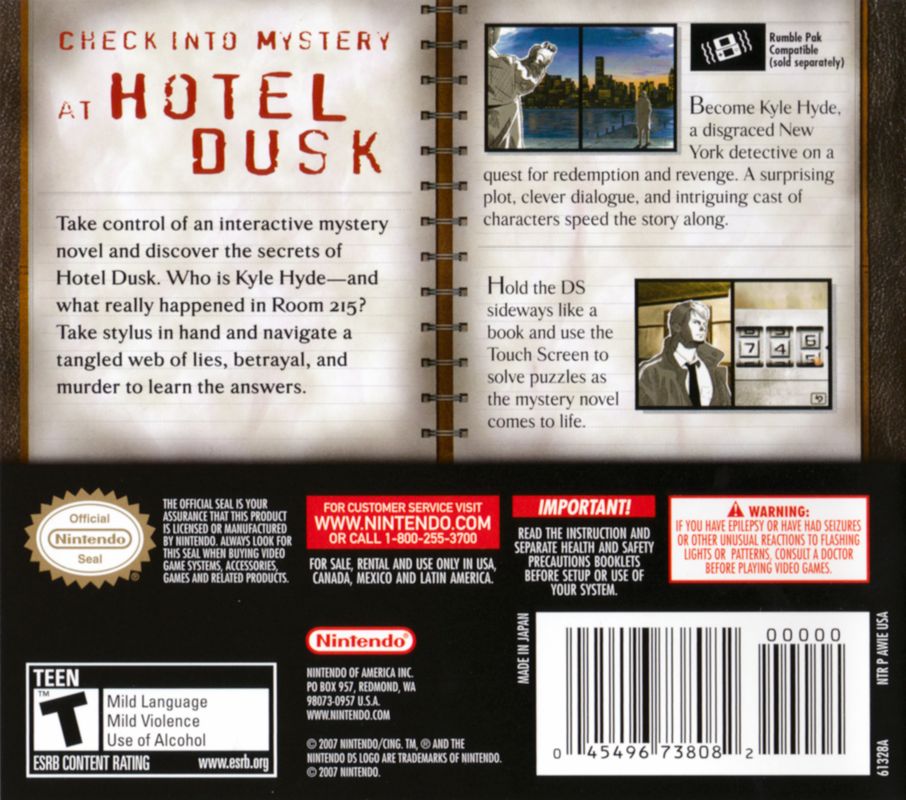 Hotel Dusk: Room 215 - Nintendo DS