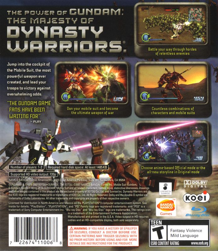 Gundam Dynasty Warriors - PlayStation 3