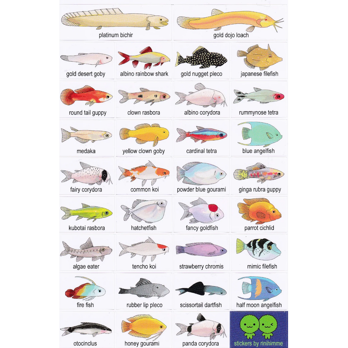Rinihimme - Aquarium Fish Sticker Sheet