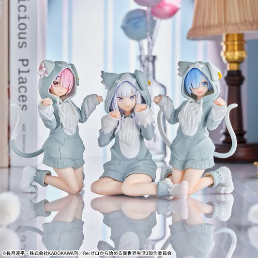SEGA - Re:Zero -Starting Life in Another World- - Rem, Ram & Emilia ~MofuMofu Cat Pajama ver.~ Yumemirize Figure Set