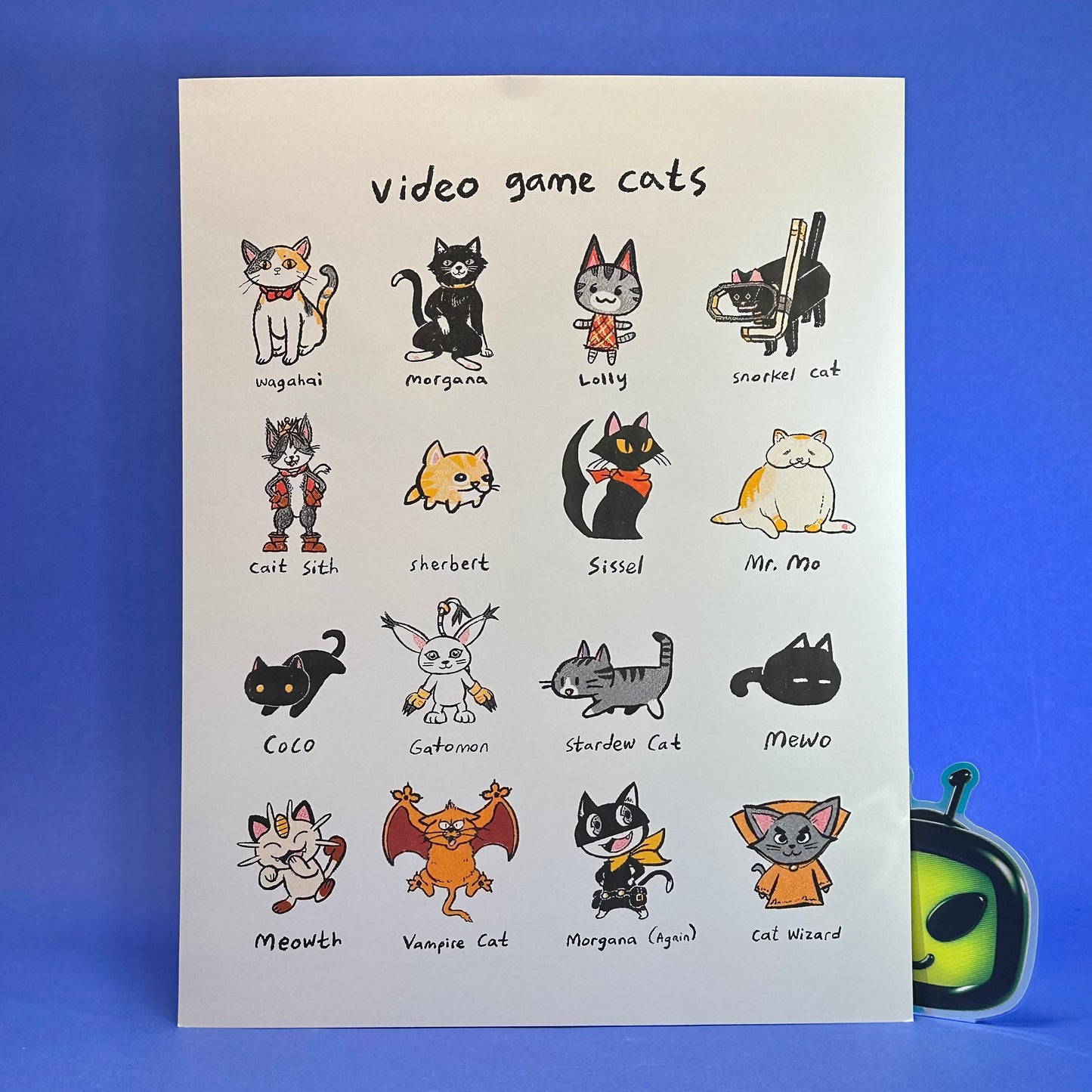 OhHeyStudio - Video Game Cats Risograph Print