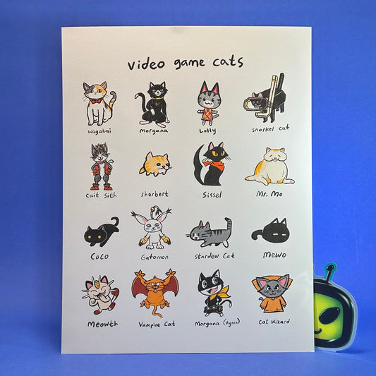 OhHeyStudio - Video Game Cats Risograph Print