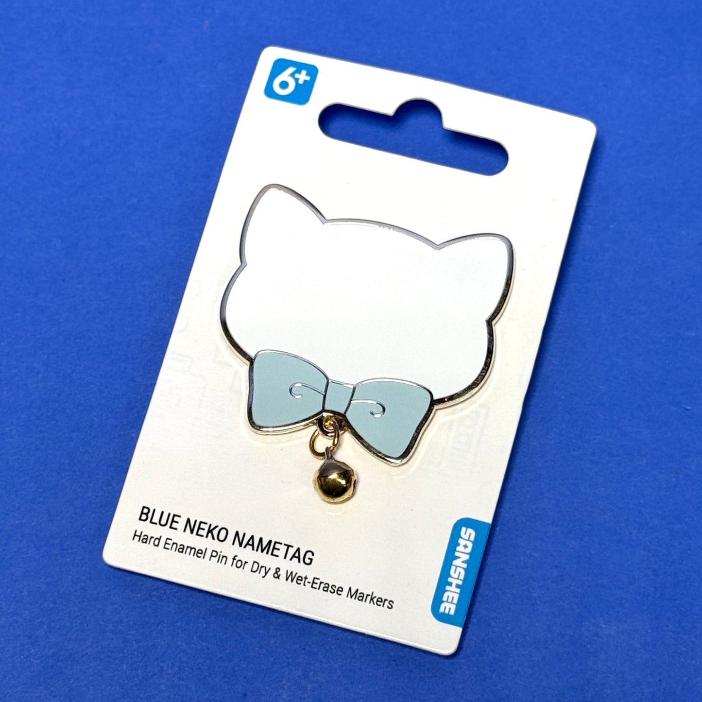 Blue Neko Name Tag Enamel Pin