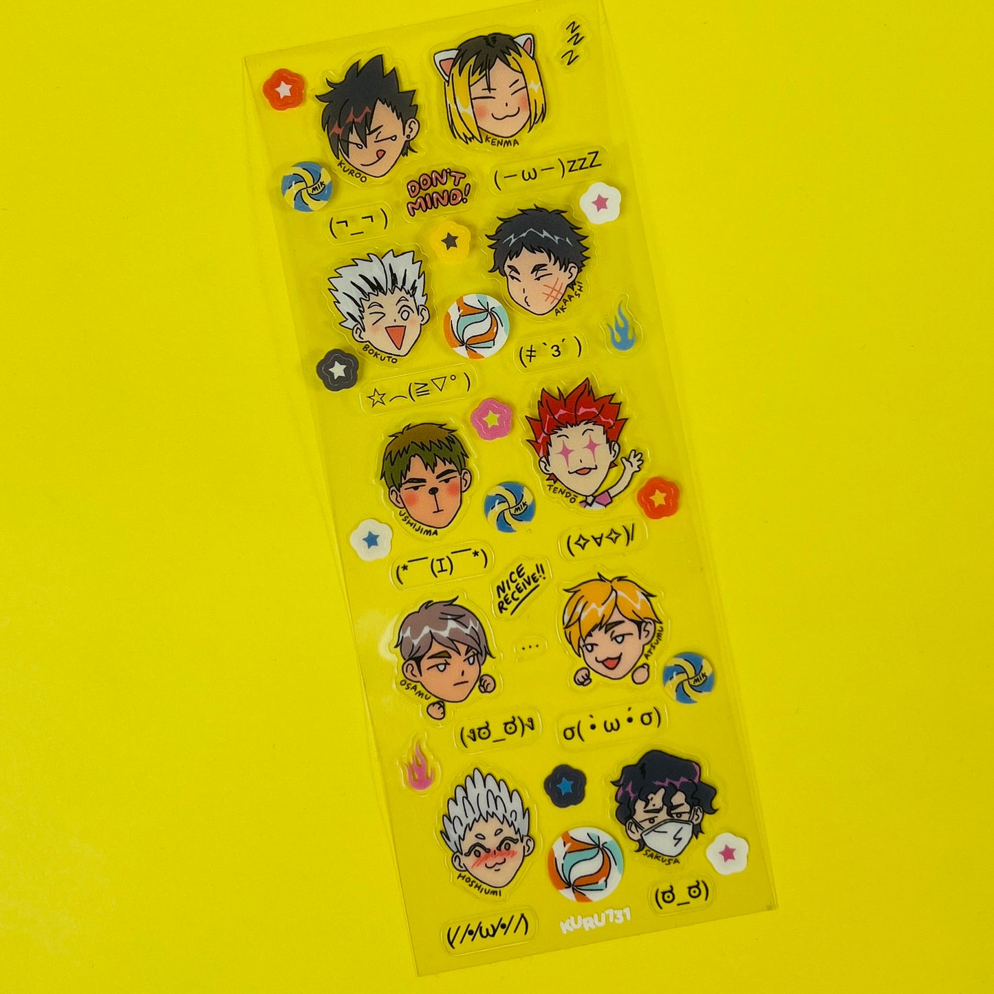 Kuru 731 - Kaomoji Clear Sticker Sheets