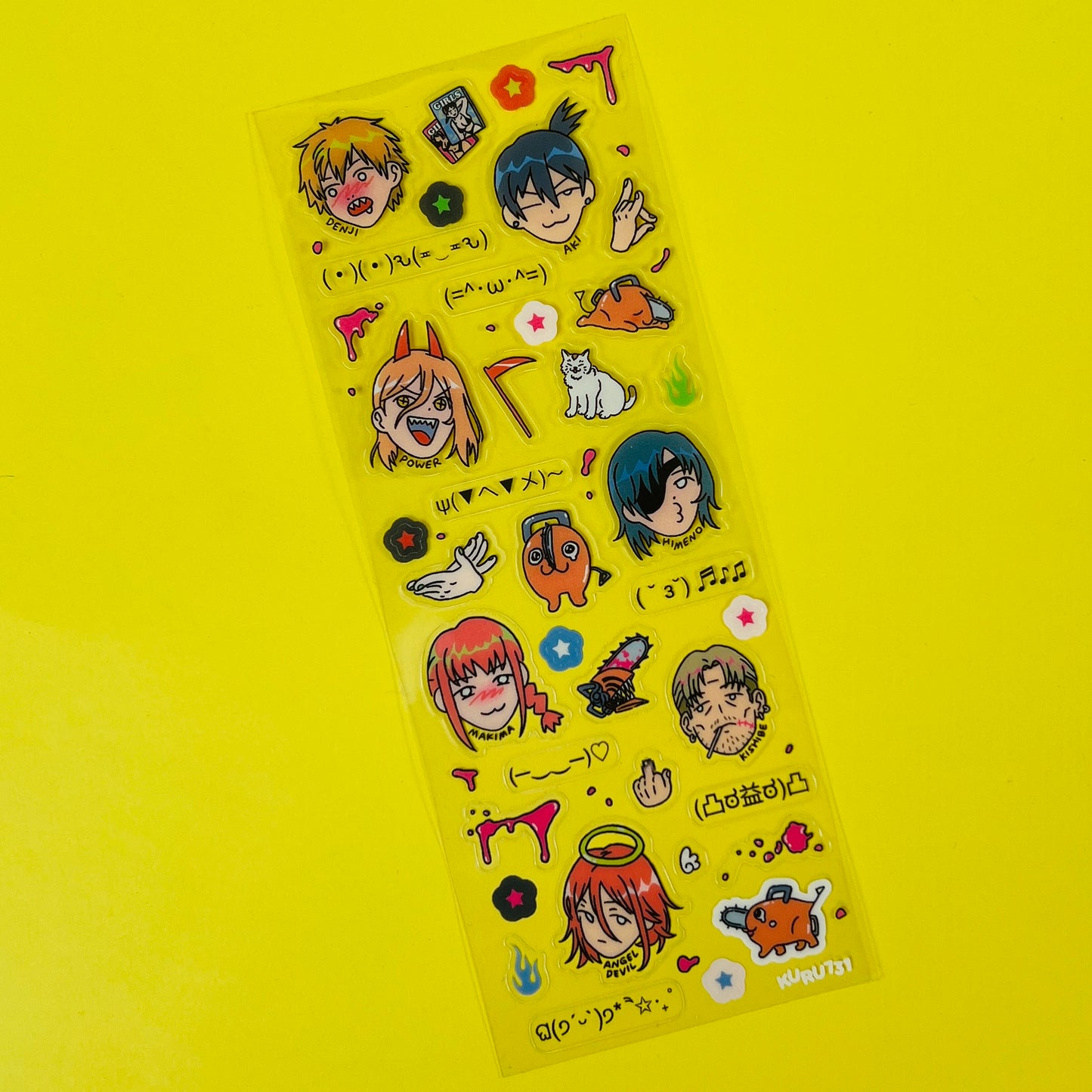 Kuru 731 - Kaomoji Clear Sticker Sheets