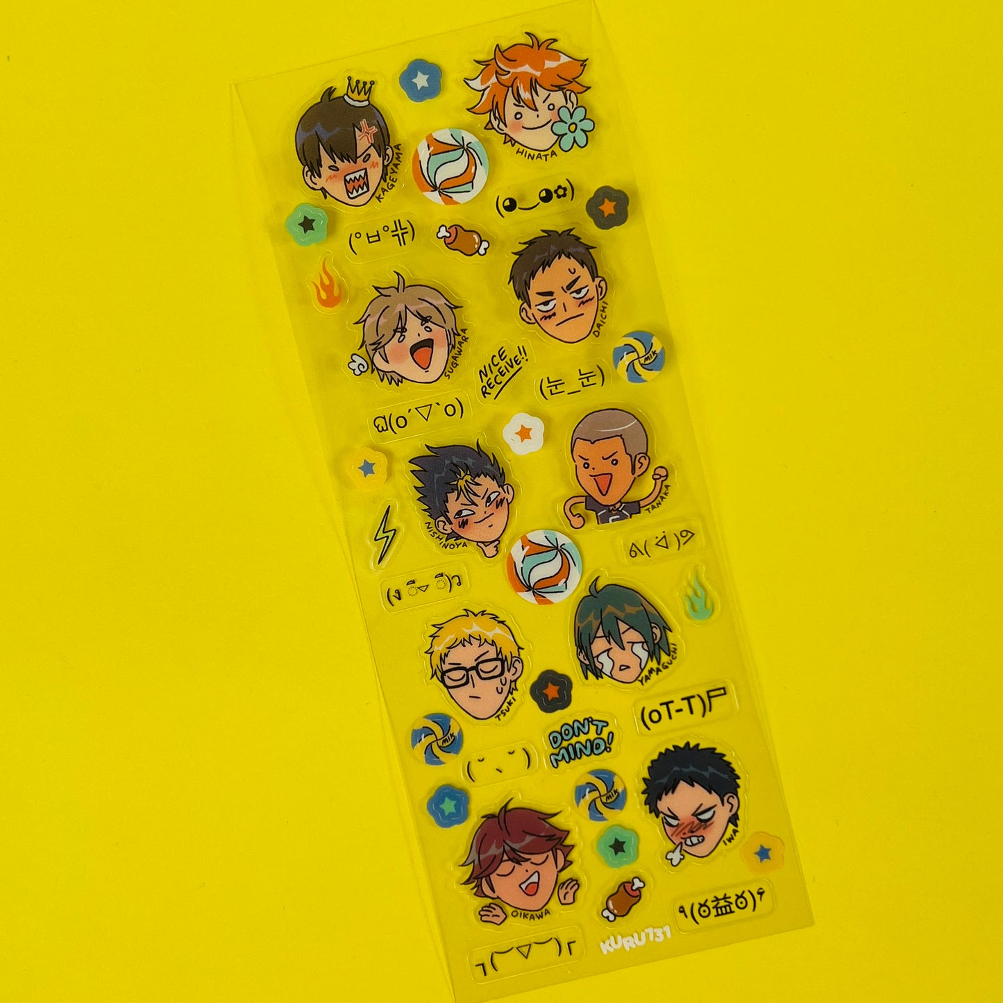 Kuru 731 - Kaomoji Clear Sticker Sheets