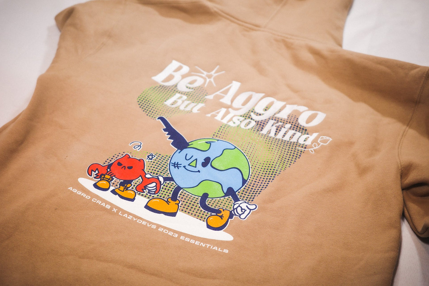 Aggro Crab "Be Kind" Beige Hoodie